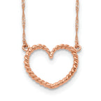 14K Rose Gold Heart Necklace with Polished Textured Finish