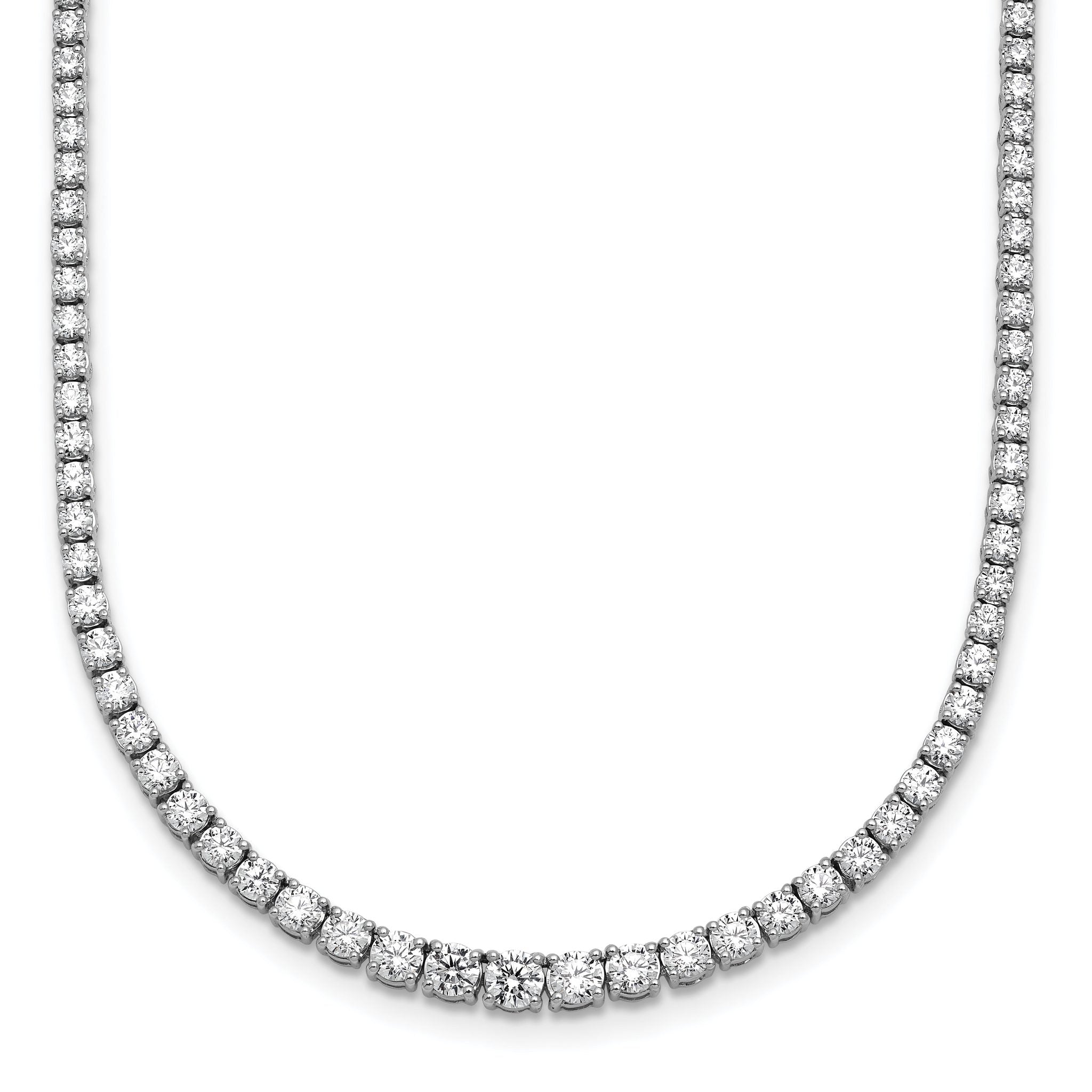 14k White Gold 5 3/8 carat Lab Grown Diamond VS/SI+ G+ Complete Round 18 inch Graduated Tennis Necklace