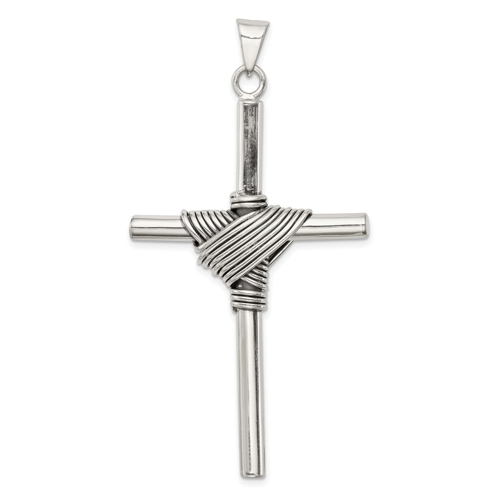 Sterling Silver 925 Antiqued Cross Pendant with 3D Design