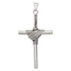 Sterling Silver 925 Antiqued Cross Pendant with 3D Design