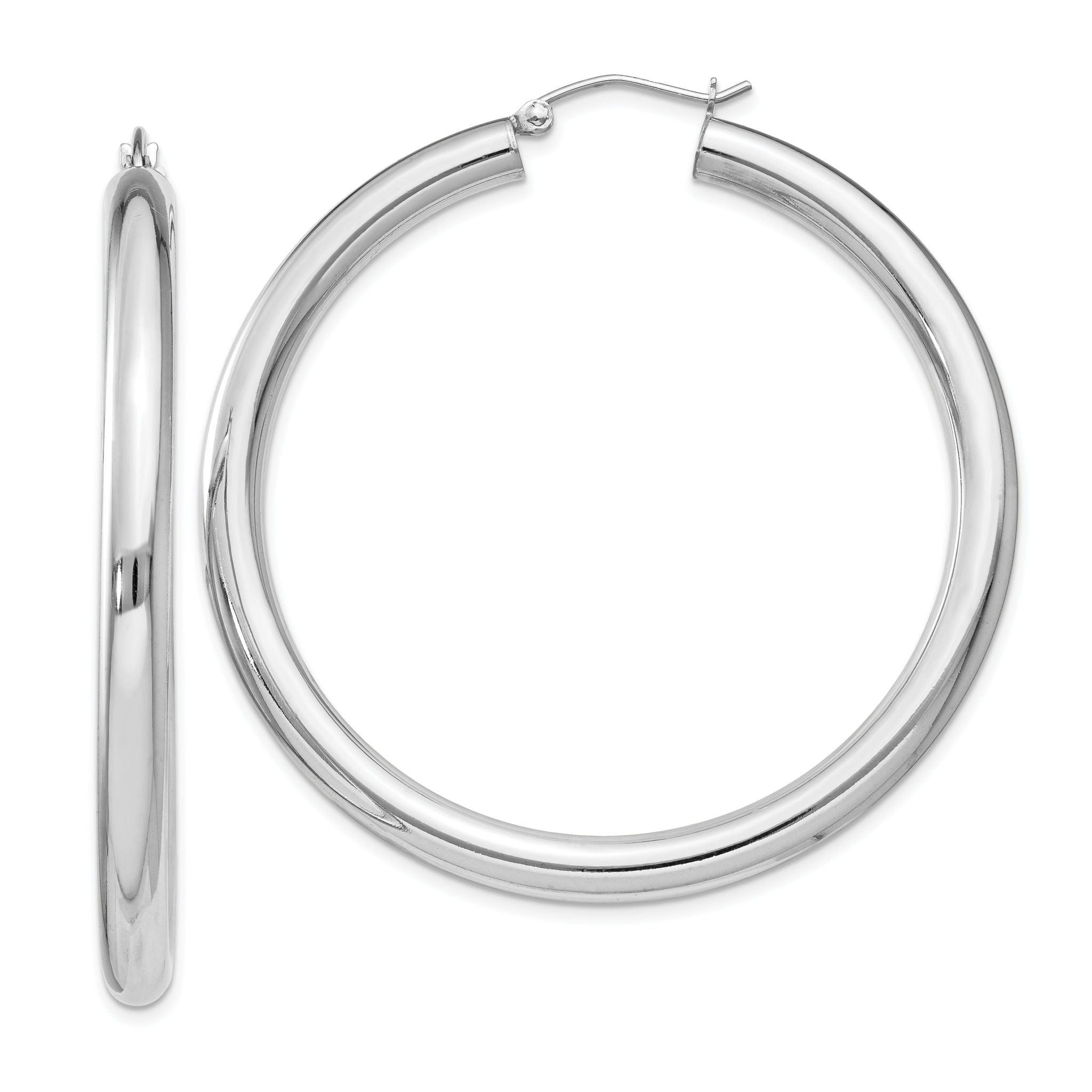Sterling Silver Rhodium-plated 4mm Round Hoop Earrings Main image