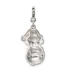 Sterling Silver CZ Snowman Charm with Enamel Detailing
