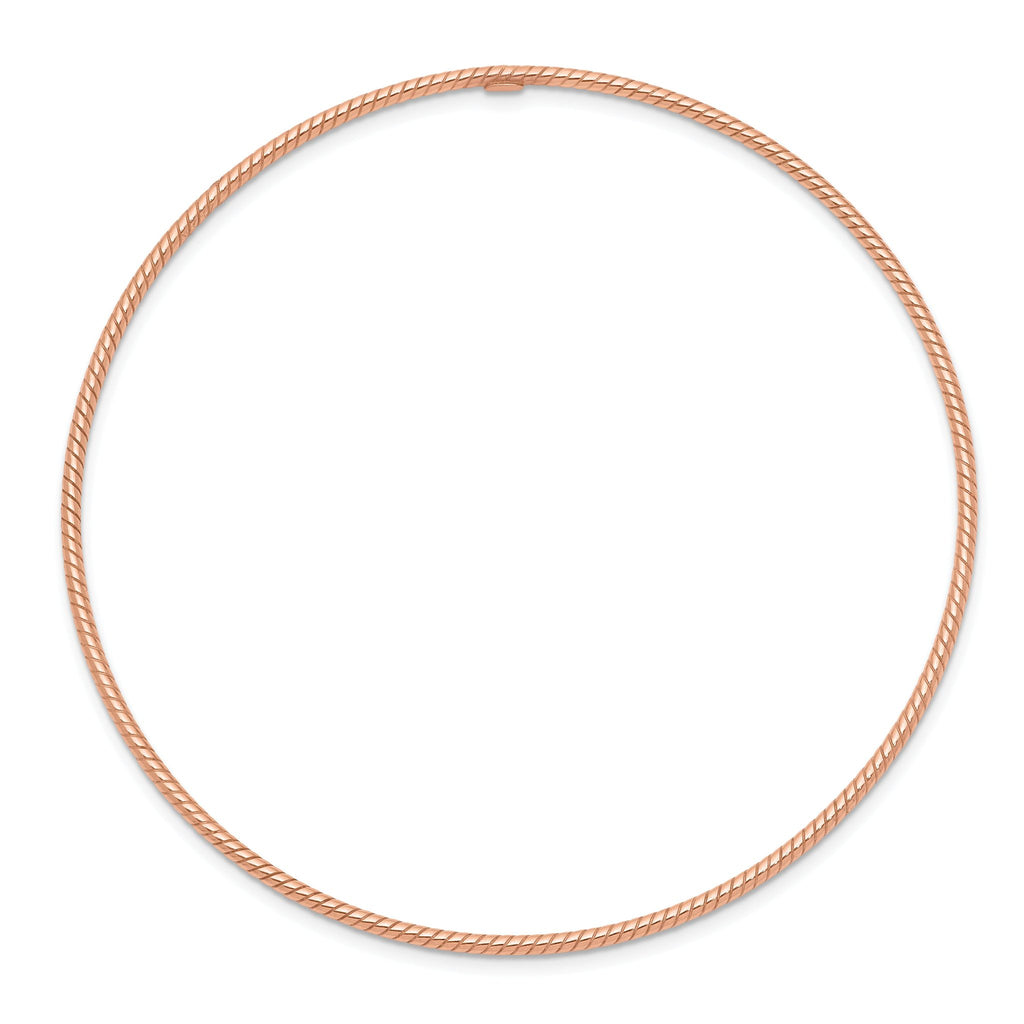 14K Rose Gold Textured Bangle Bracelet with Polished Finish EffortleSterling Silver Elegance for Women