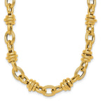 14k Polished and Textured Round and Oval Fancy Chain 18 inch Necklace