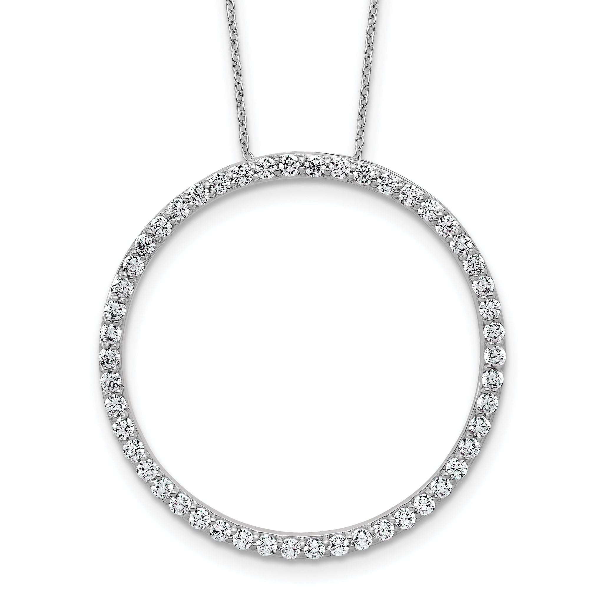 14k White Gold 1 1/2 carat Lab Grown Diamond VS/SI+ G+ Complete 18 inch Circle Slide Necklace