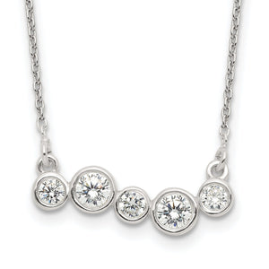 Bezel Set Cubic Zirconia Bar Necklace in Sterling Silver, 16 Inch - Sophia Jewelers