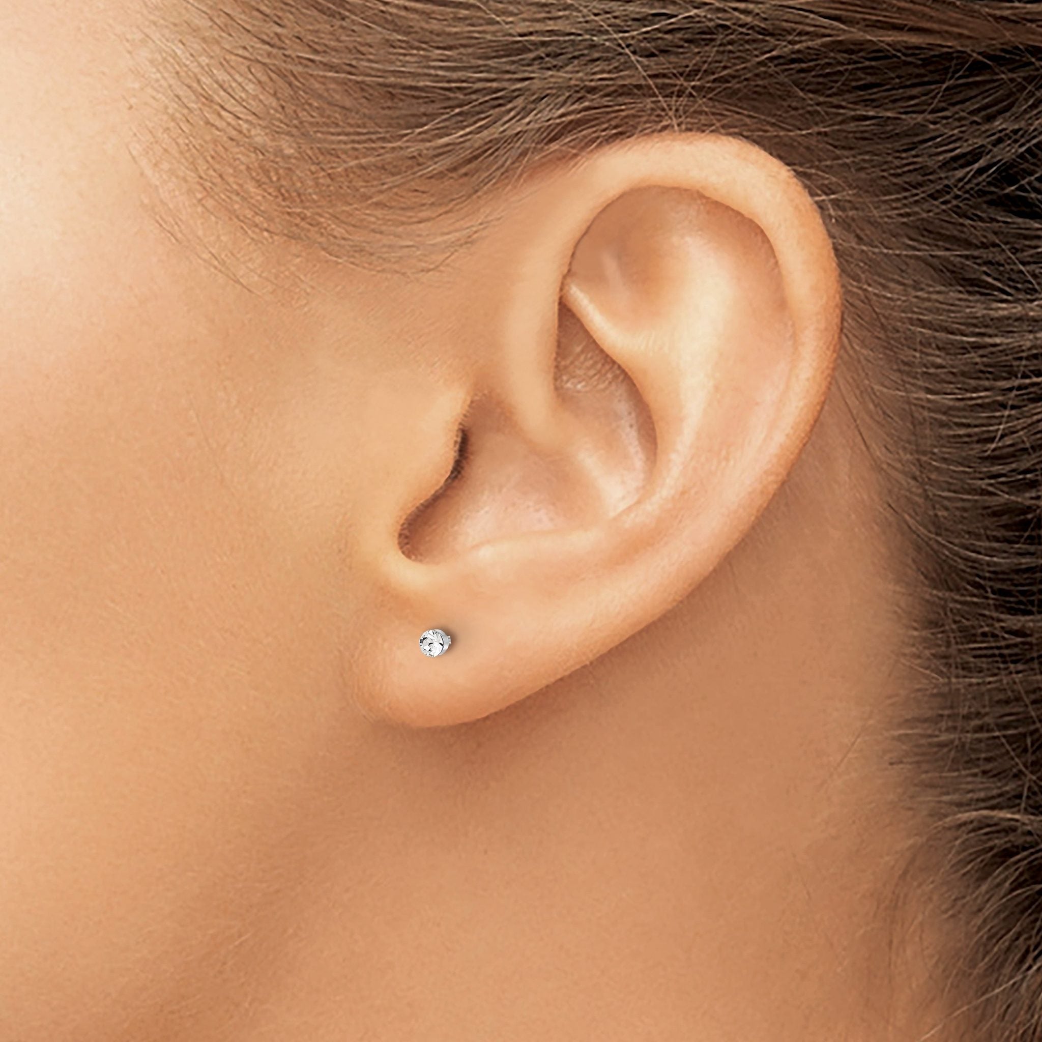 Inverness 14K White Gold Polished 2.4mm Crystal Post Earrings