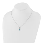 Sophia Jewelers 925 Sterling Silver Blue Topaz Diamond Teardrop Necklace