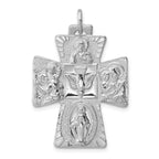 Sterling Silver 925 Reversible 4-Way Medal Pendant with Polished Rhodium Finish
