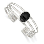 Sophia Jewelers Sterling Silver Onyx Cuff Bangle Bracelet with Polished Finish