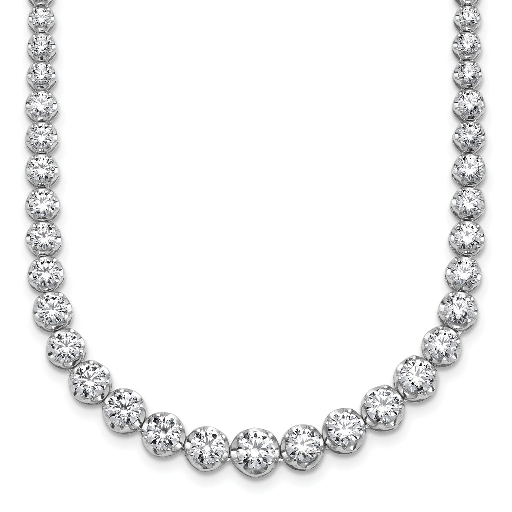 14k White Gold 10 1/2 carat Certified Lab Grown Diamond VS/SI+ G+ Complete Round 16 inch Graduated Tennis Necklace