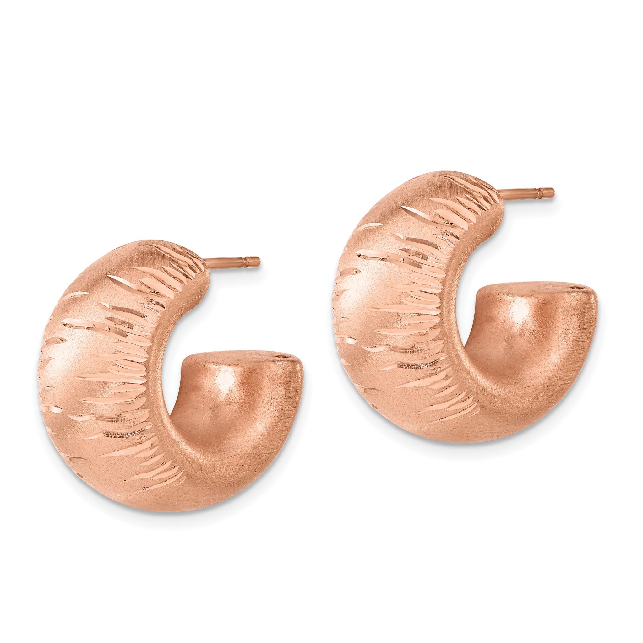 Sterling Silver Rose Gold-Plated Hoop Earrings with Diamond-Cut Polished Finish Secondary image