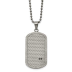Black CZ Dog Tag Necklace in Stainless Steel