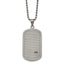 Black CZ Dog Tag Necklace in Stainless Steel