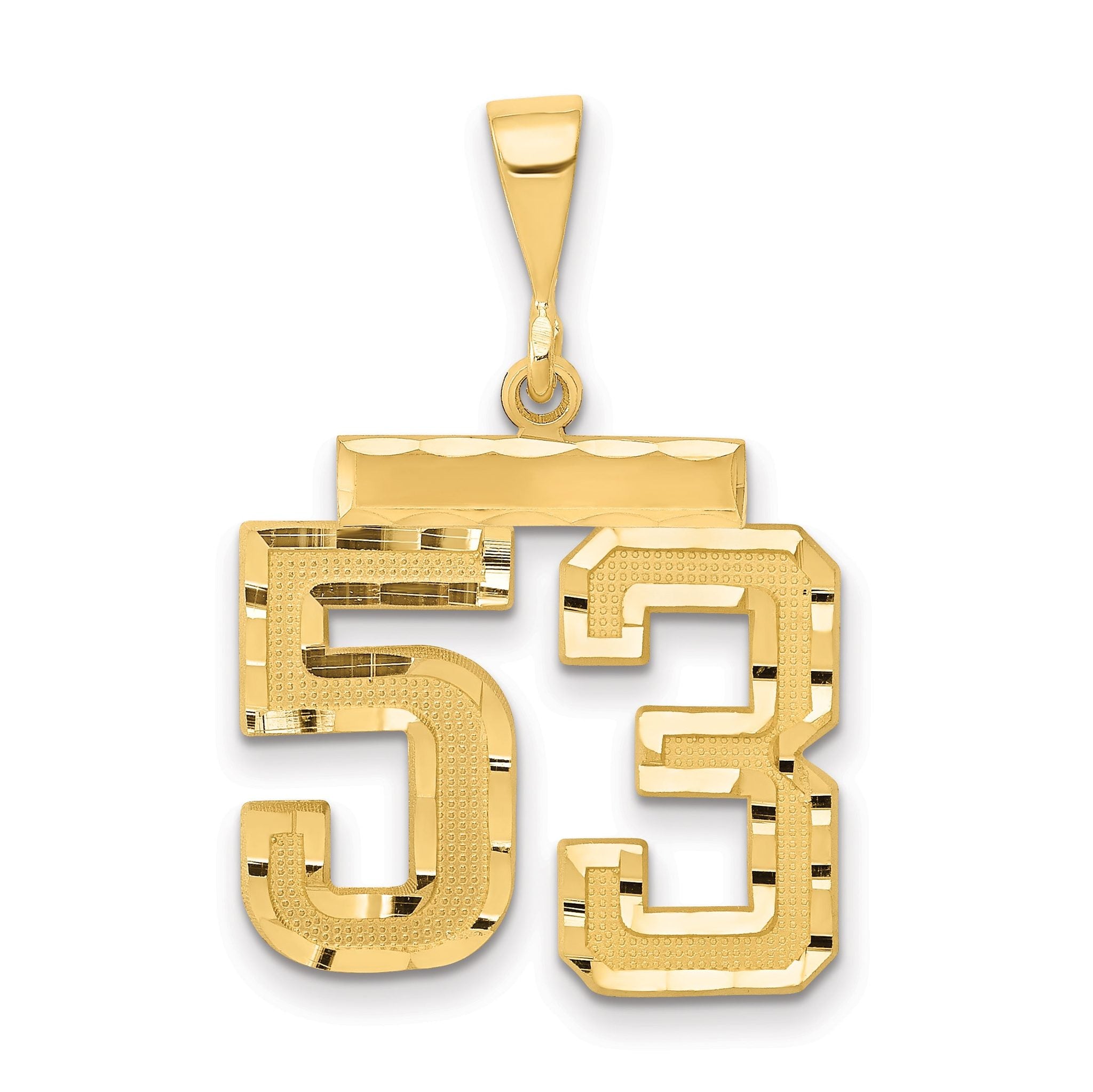 14K Gold Diamond-Cut Number 53 Charm with Polished Finish  Medium