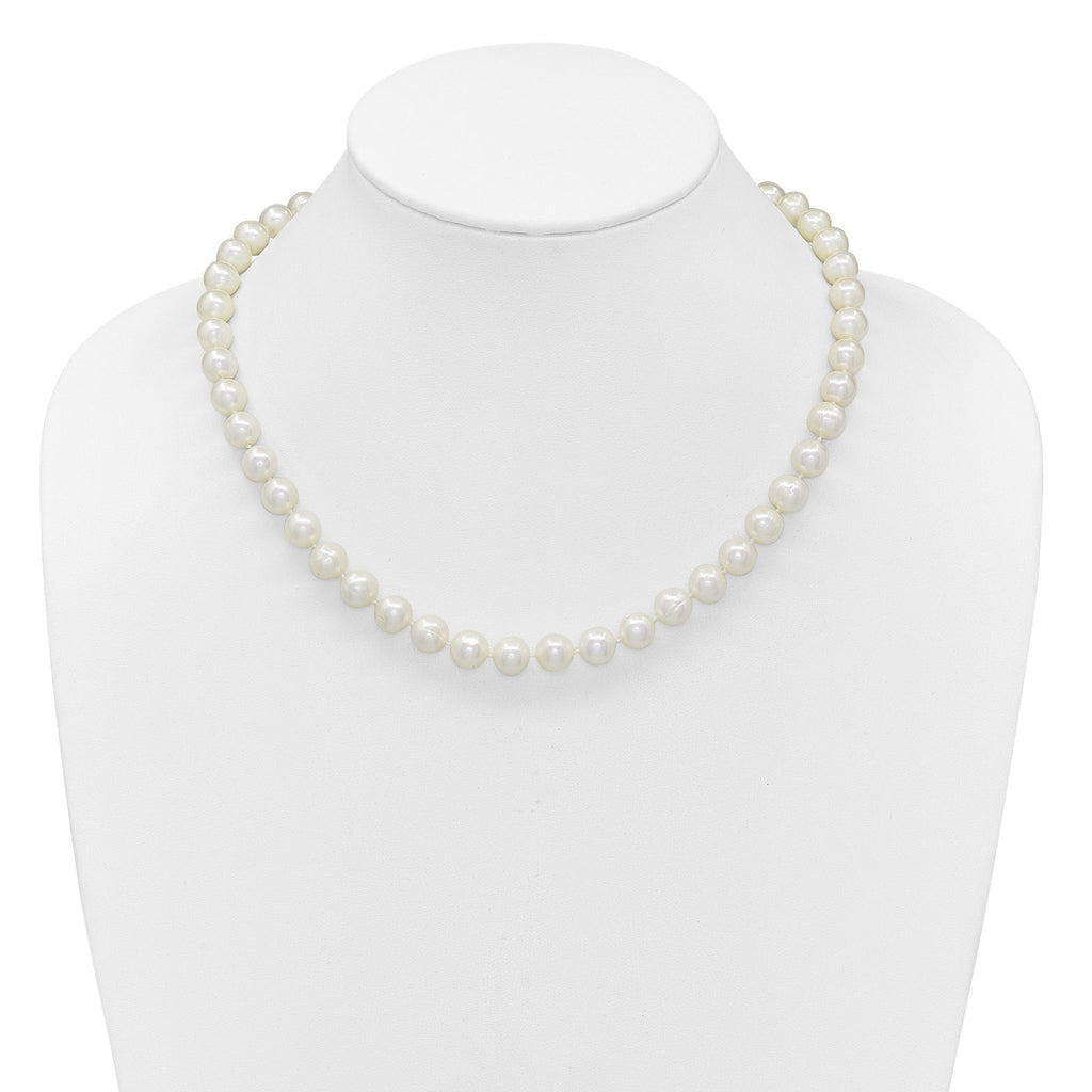 14k Polished 9-10mm Near-Round White Freshwater Cultured Pearl 18 inch Necklace