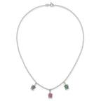 Sterling Silver Polished Green/Red/Blue Nano Crystal Turtles 16 inch Necklace
