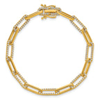 14K Polished Complete 1.4 carat Diamond Paperclip Link 7 inch Bracelet