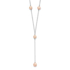 Sterling Silver Rhodium-plated 6-8mm Pink Teardrop and Semi-Round Freshwater Cultured Pearl 6-Station Y-Drop 16 inch Necklace