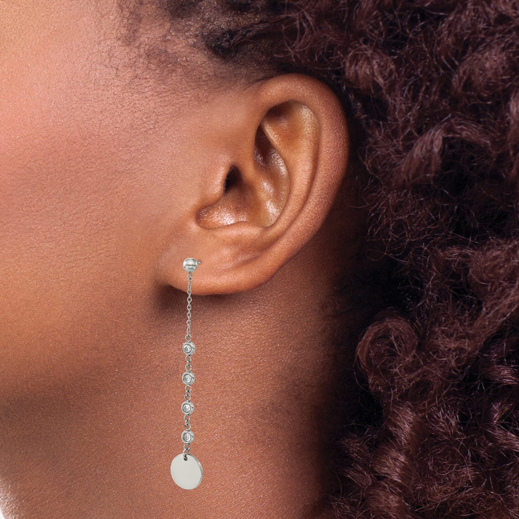 Stainless Steel Polished Cubic Zirconia Drop Dangle Earrings for Women