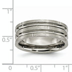 Grooved & Notched Wedding Band in Titanium, 8mm