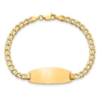 14k Polished Semi-Solid Chain/Solid Plate Curb Link Oval 27x11.5mm Plate ID Bracelet