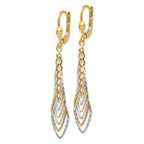 14K Two-tone Polished Diamond-cut Dangle Leverback Earrings