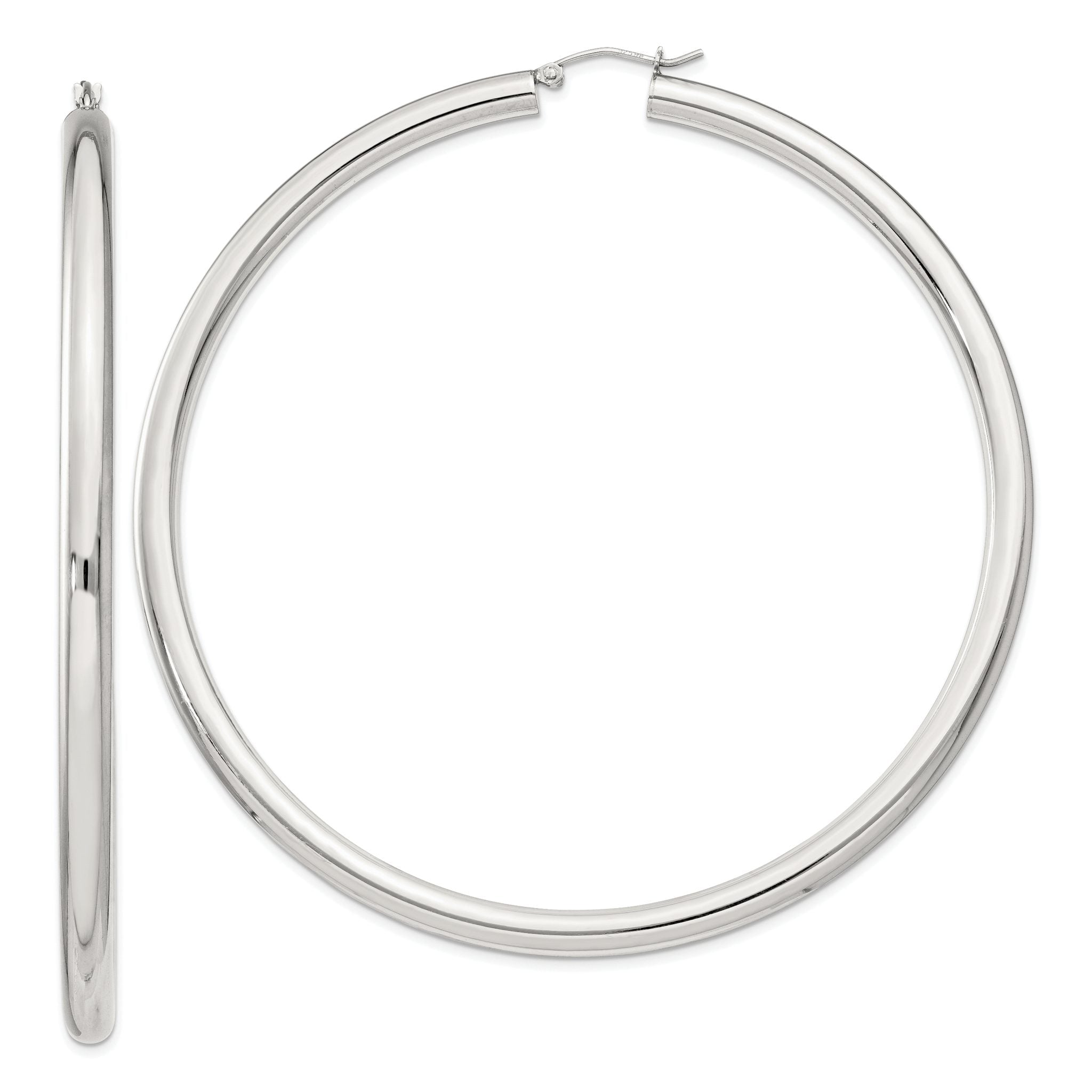 Sterling Silver 4mm Round Hoop Earrings Main image