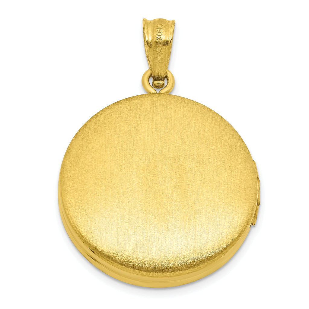 Sterling Silver Gold-plated Polished Front/Brushed Back Paw Print 20mm Round Locket