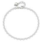 Puffed Heart Dangle Anklet in Sterling Silver