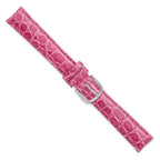 DeBeer 16mm Short Pink Genuine Caiman Leather with Silver-tone Buckle 6.75