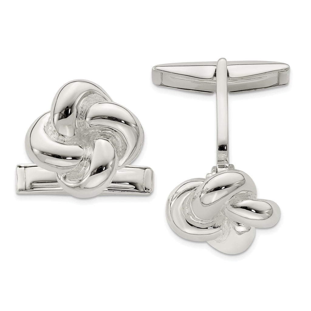 Polished Sterling Silver Knot Cuff Links