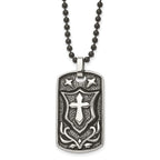 Cross Shield Dog Tag Necklace in Stainless Steel