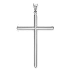 14K White Gold Polished Tube Cross Pendant with Rhodium Finish