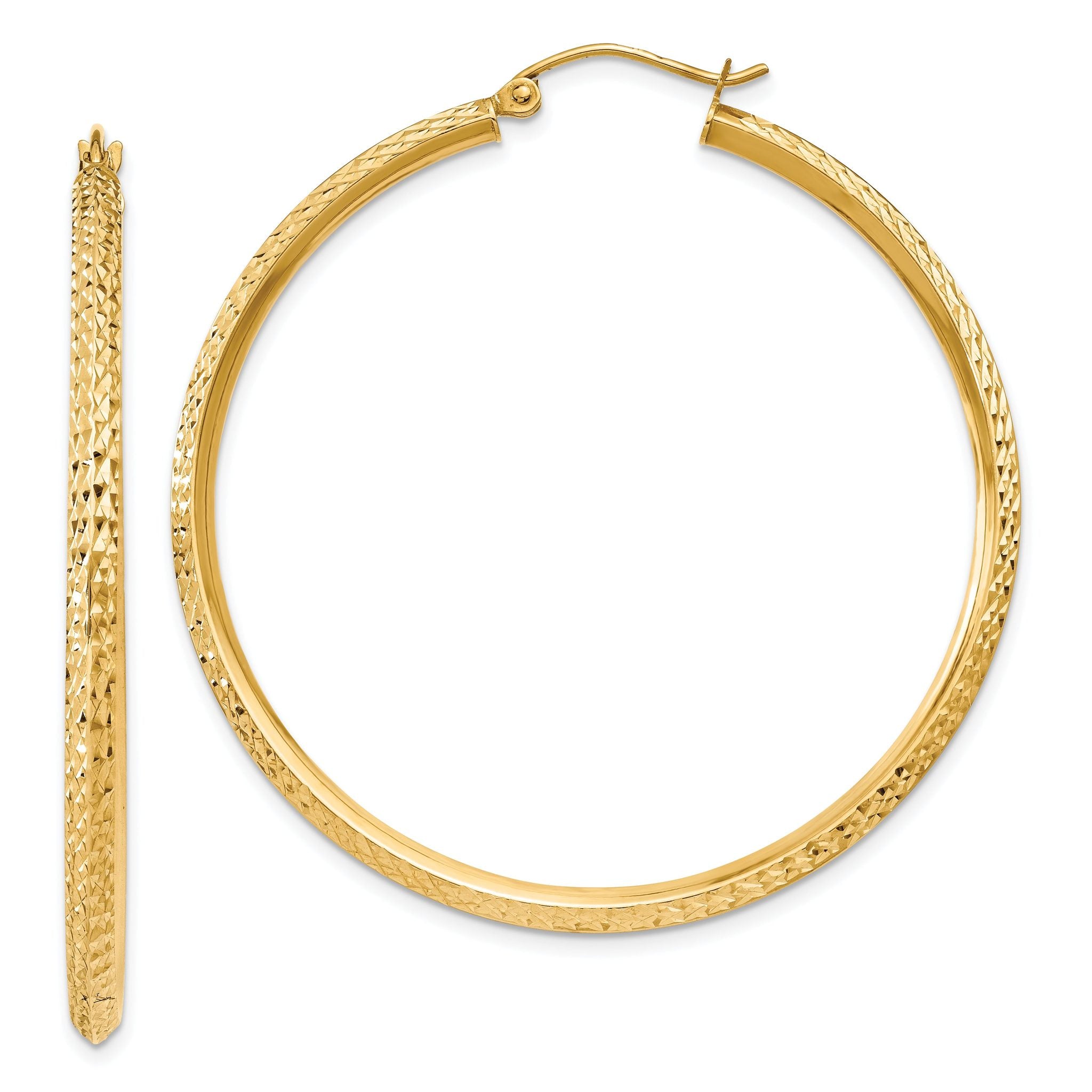 14k Knife Edge D/C Hollow Hoop Earrings Main image
