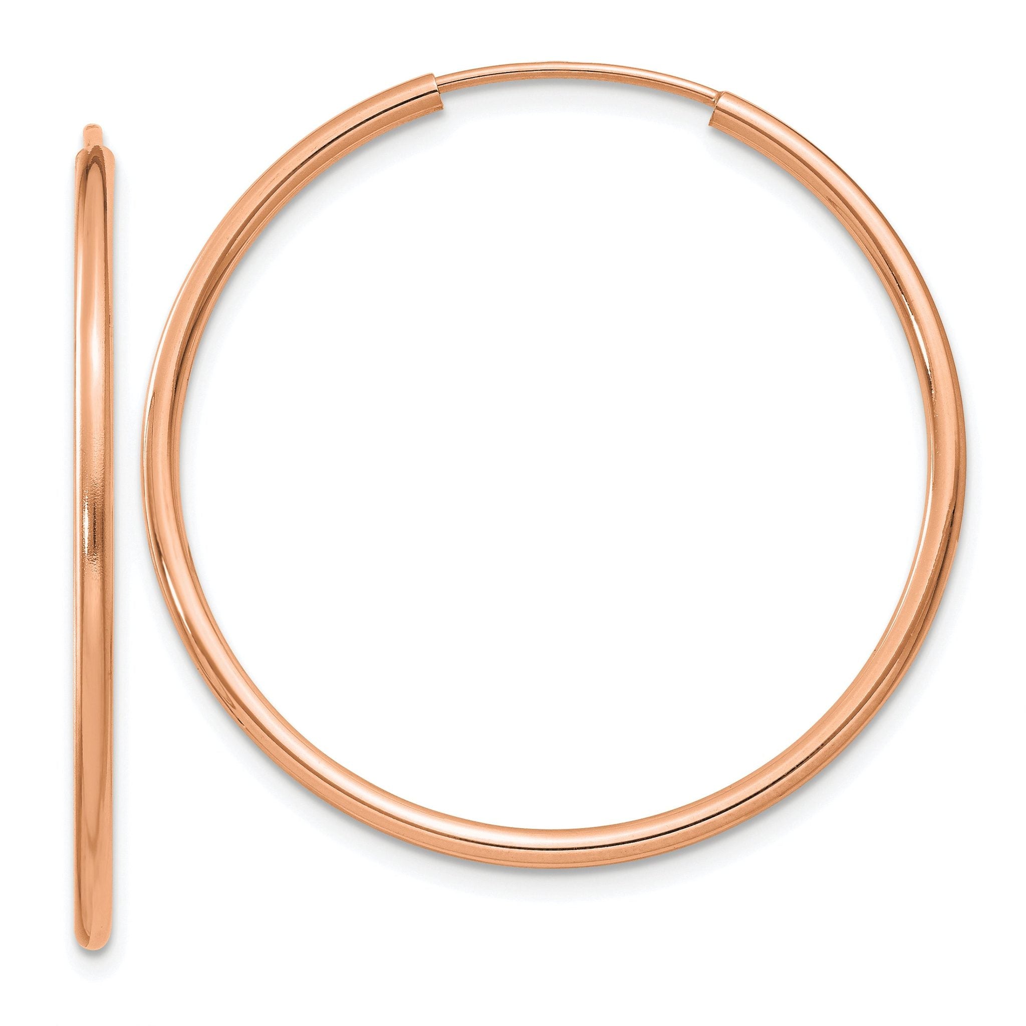 14k Rose Gold Polished Endless Tube Hoop Earrings Main image