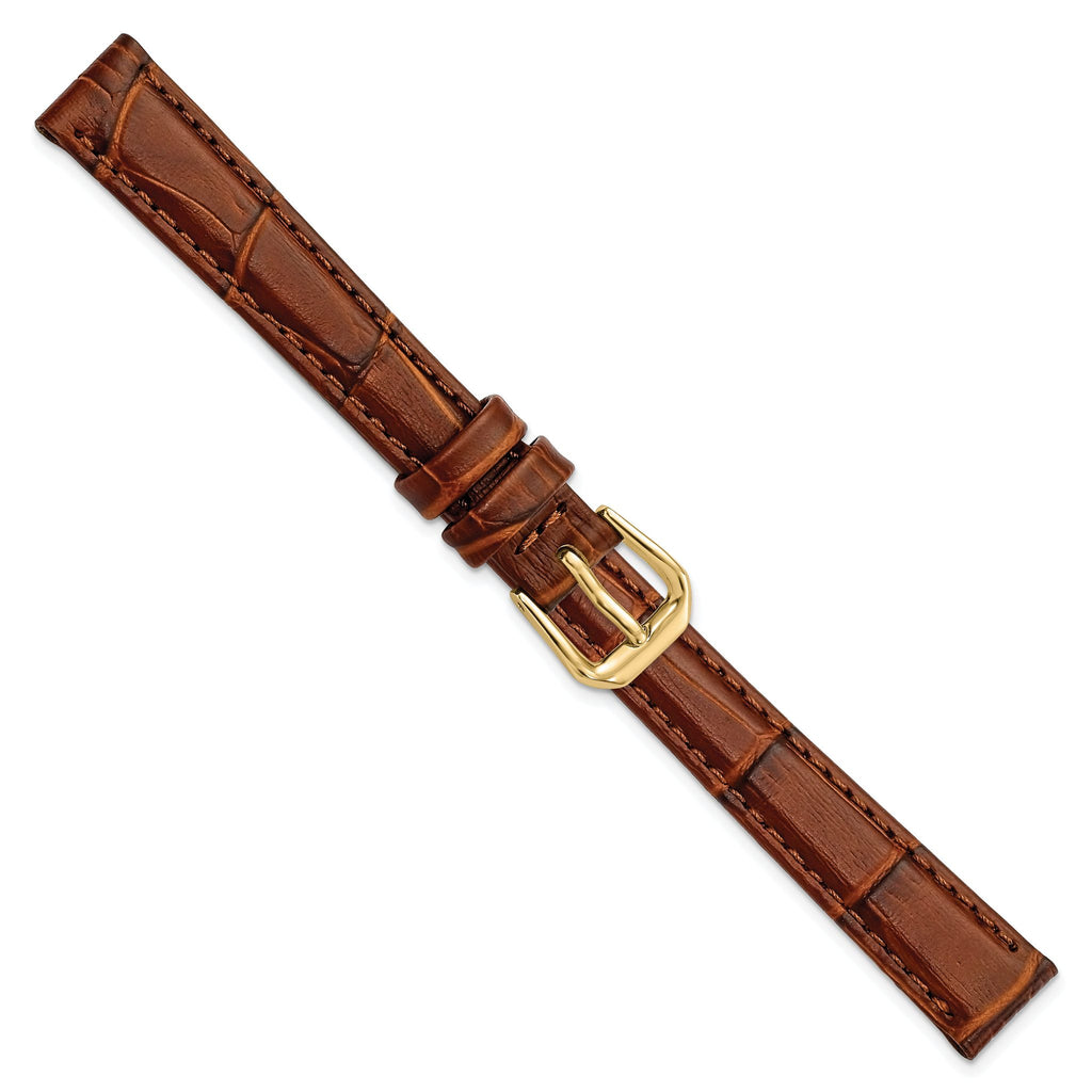 Alligator-Grain Leather Watch Band in Havana Brown, 19mm
