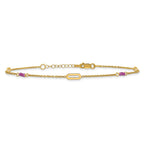 14k Polished Red Corundum Beads and Ovals 9 inch Plus 1 inch Extender - Total 10 inch Anklet