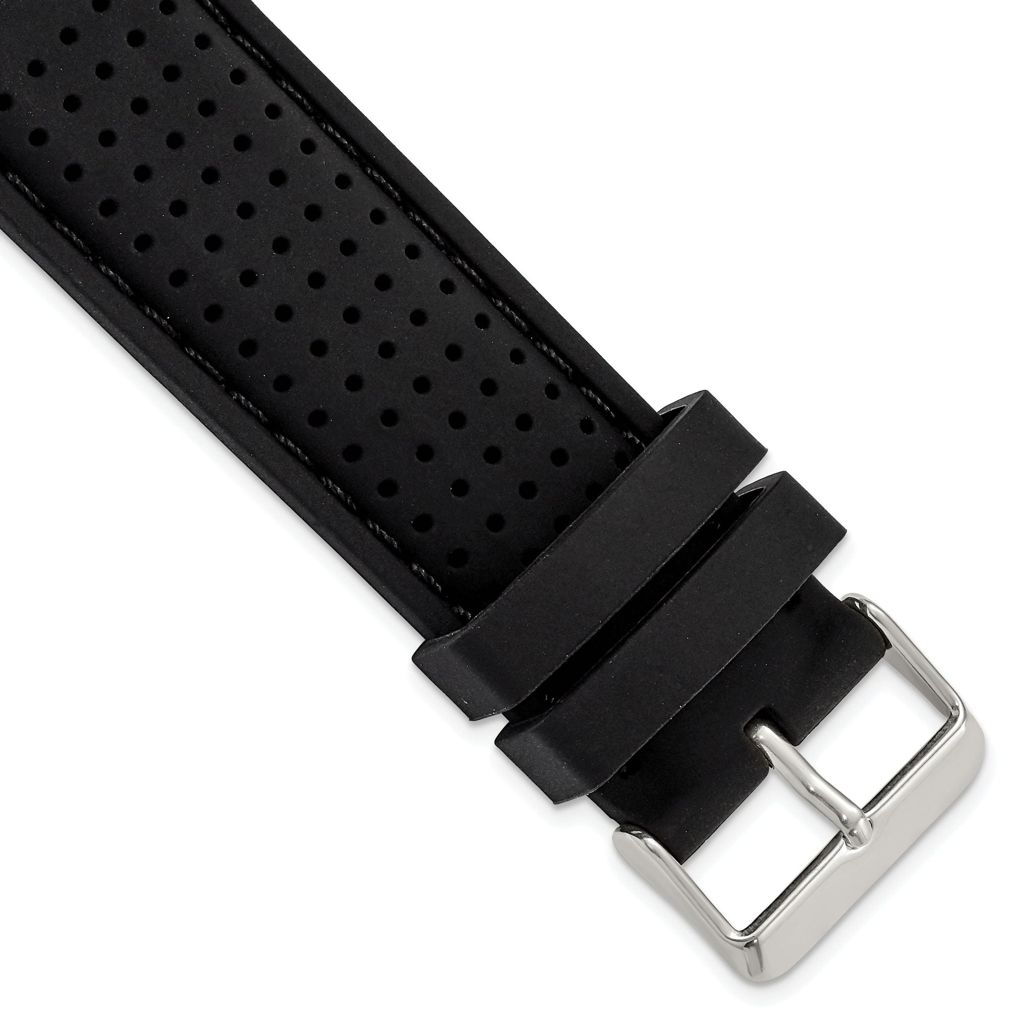 Ventilated Silicone Watch Band in Black, 24mm