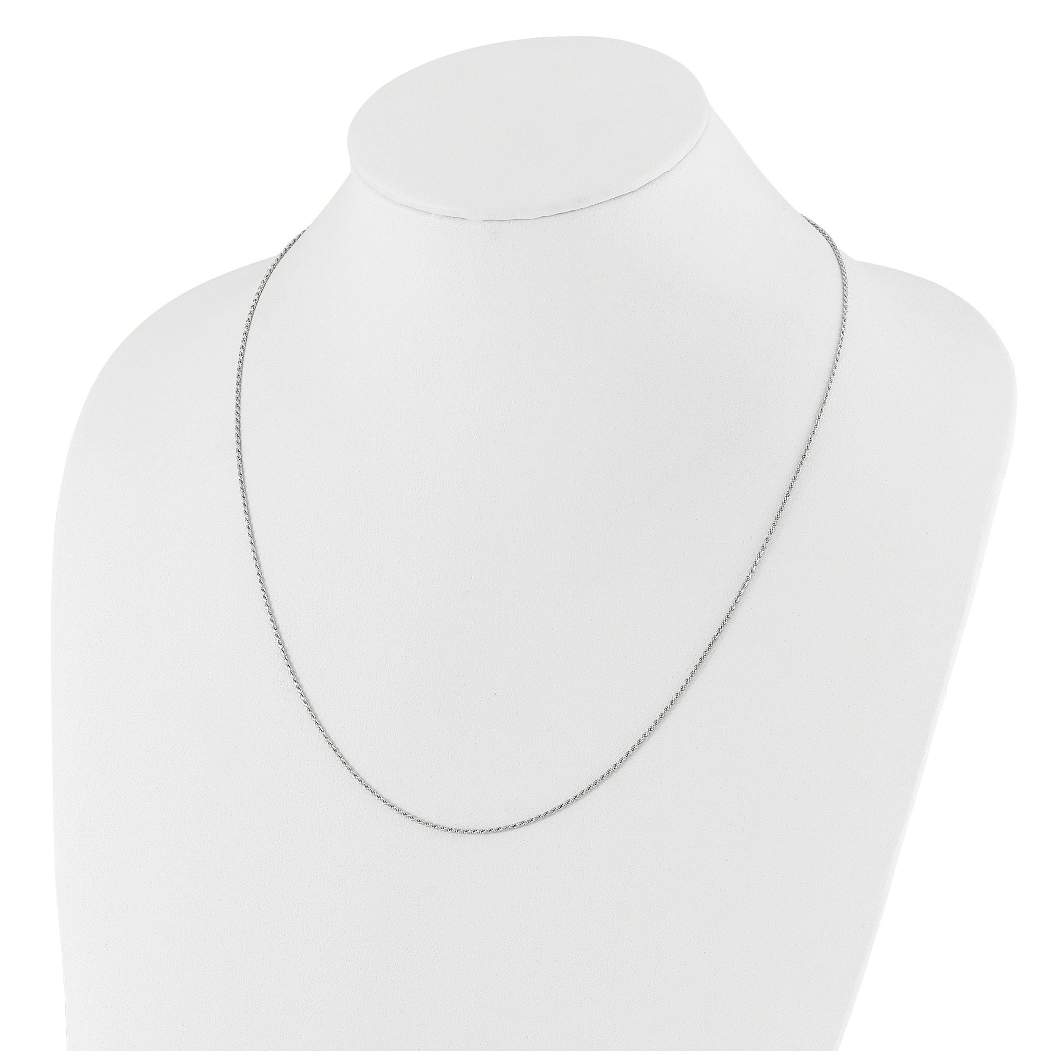 14K White Gold Adjustable 1.2mm Diamond Cut Rope Chain