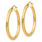 14K Polished 3mm Tube Hoop Earrings