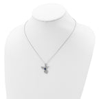 Cheryl M Sterling Silver Rhodium-plated Brilliant-cut Lab Created Dark Blue Spinel and Brilliant-cut White CZ Hummingbird 18 Inch Necklace