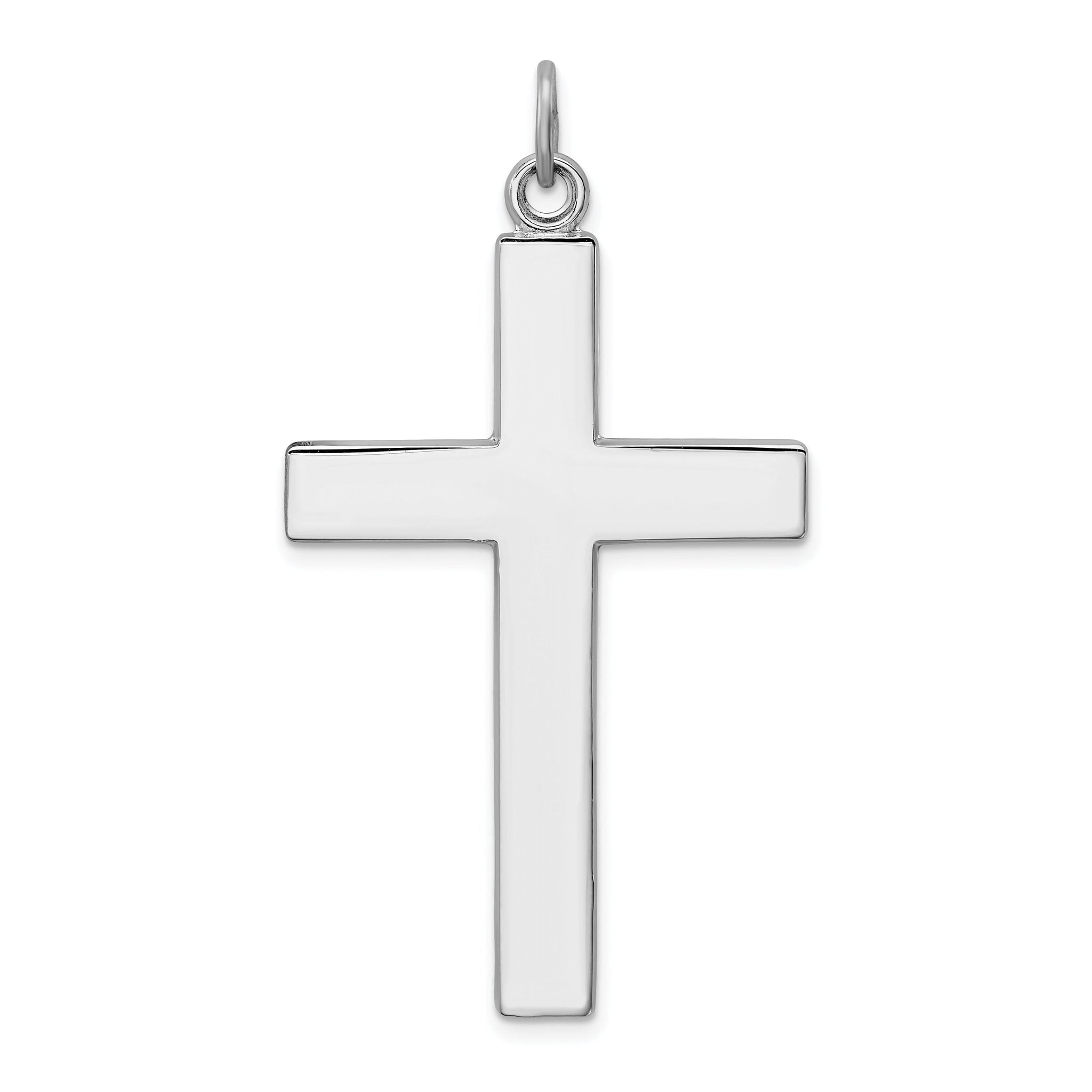 Sterling Silver 925 Cross Pendant with LordÃÂ¢Ã¢âÂ¬Ã¢âÂ¢s Prayer Rhodium-Plated Polished Engravable Main image