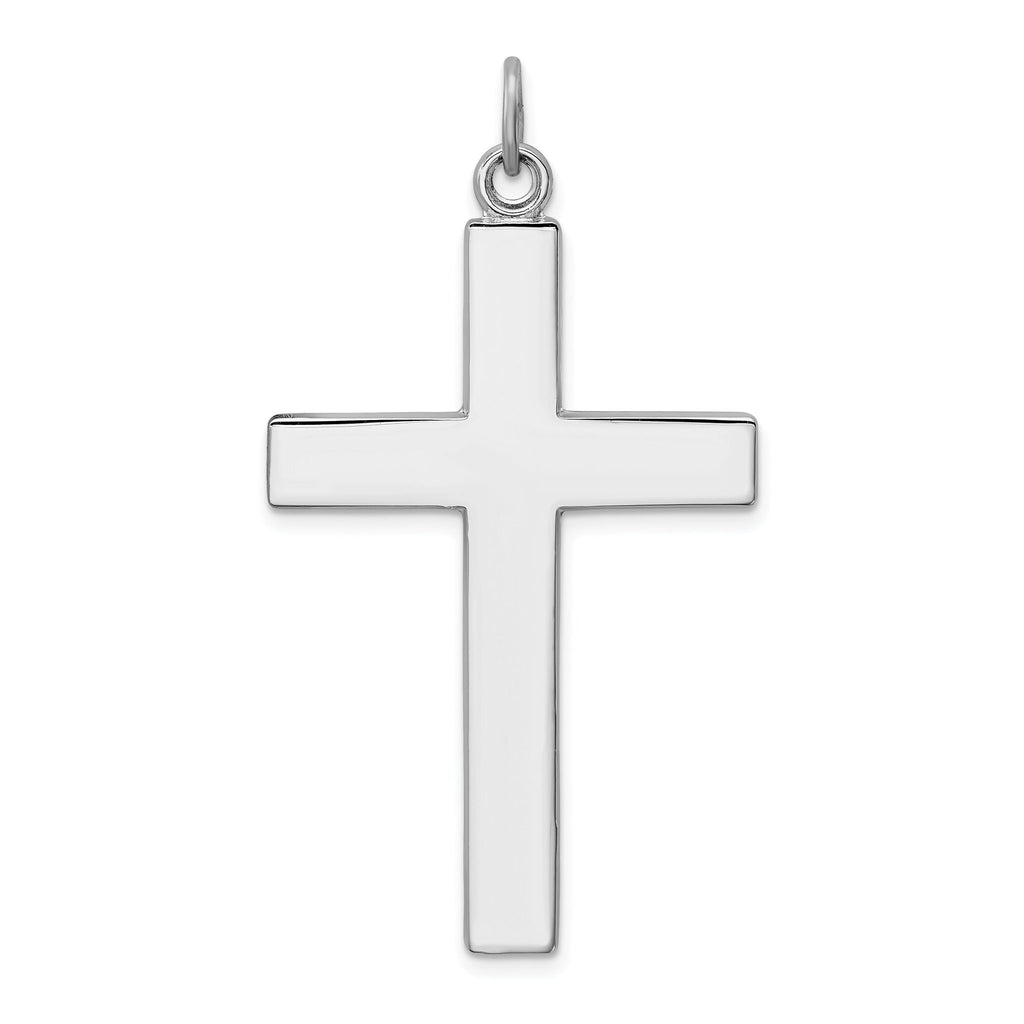 Sterling Silver 925 Cross Pendant with LordÃÂ¢Ã¢âÂ¬Ã¢âÂ¢s Prayer Rhodium-Plated Polished Engravable