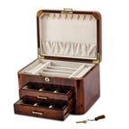 Luxury Giftware by Jere High GloSterling Silver Elm Burl Veneer with Double Braided Accents 2-drawer Locking Wooden Jewelry Box