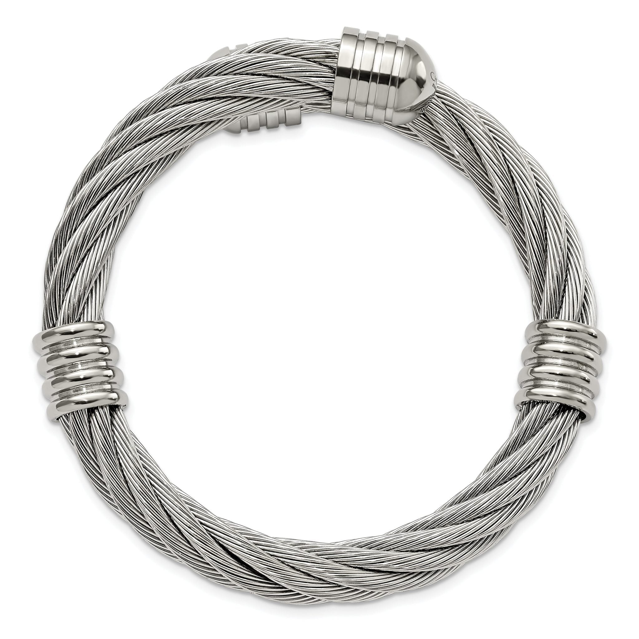 Stainless Steel Polished Adjustable Twist Wire Cuff Bangle Bracelet for Women Secondary image