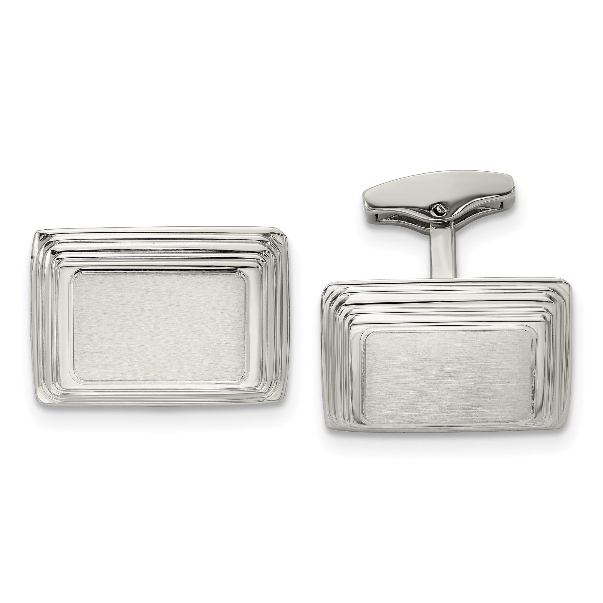 Stainless Steel Brushed & Polished Rectangle Cuff Links Main image
