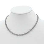Sterling Silver Rhodium-Plated CZ Riviera Necklace Unisex 17 Polished