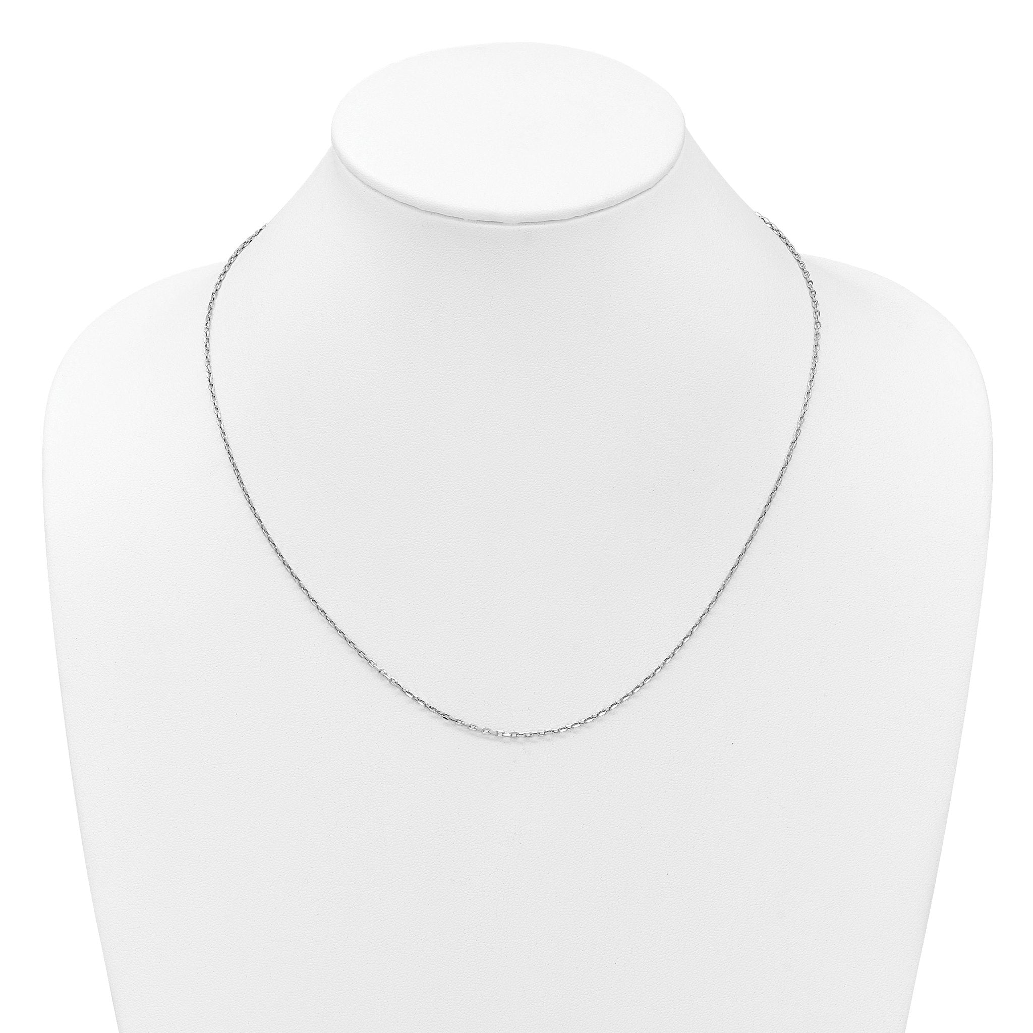 14K White Gold Adjustable 1.65mm Semi-Solid D/C Cable Chain