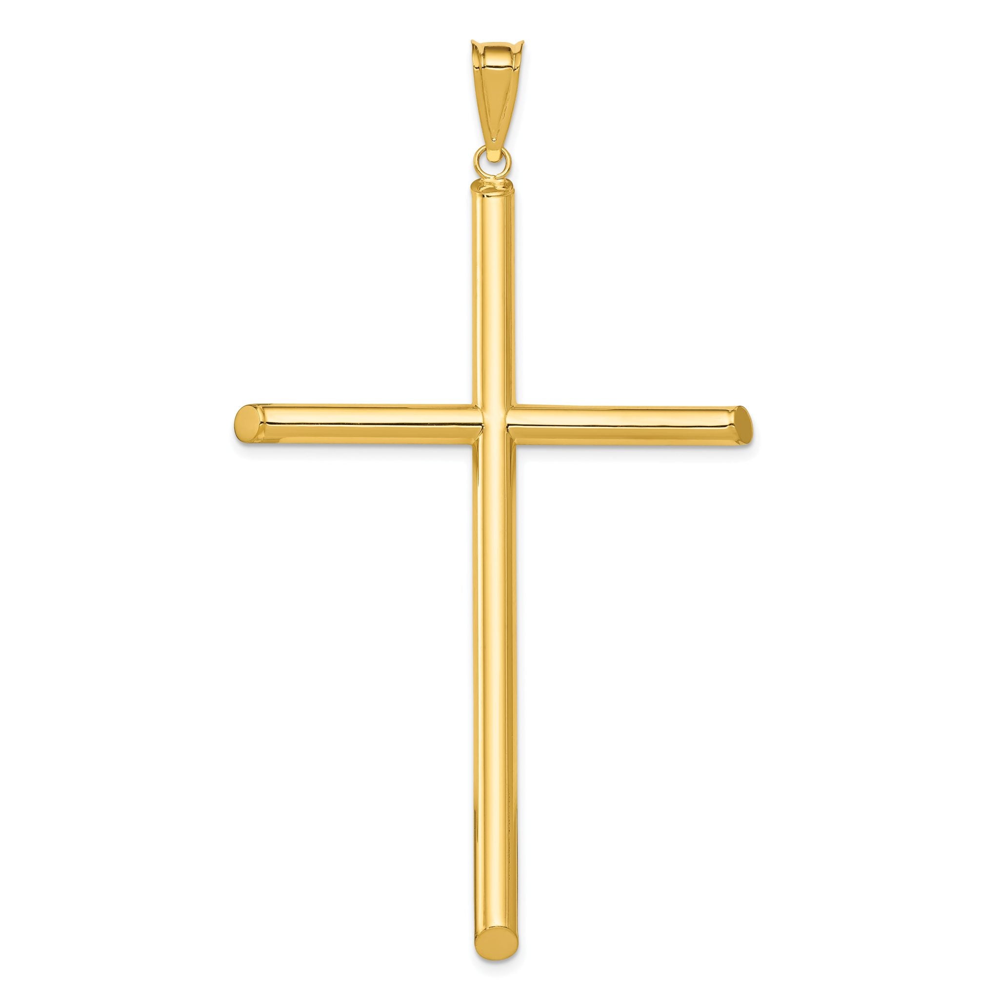14k Extra Large Polished Tube Cross Pendant Main image